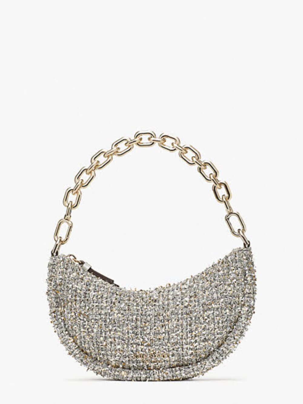 Kate Spade Smile Silver Gold Glitter Tweed Crossbody Bag